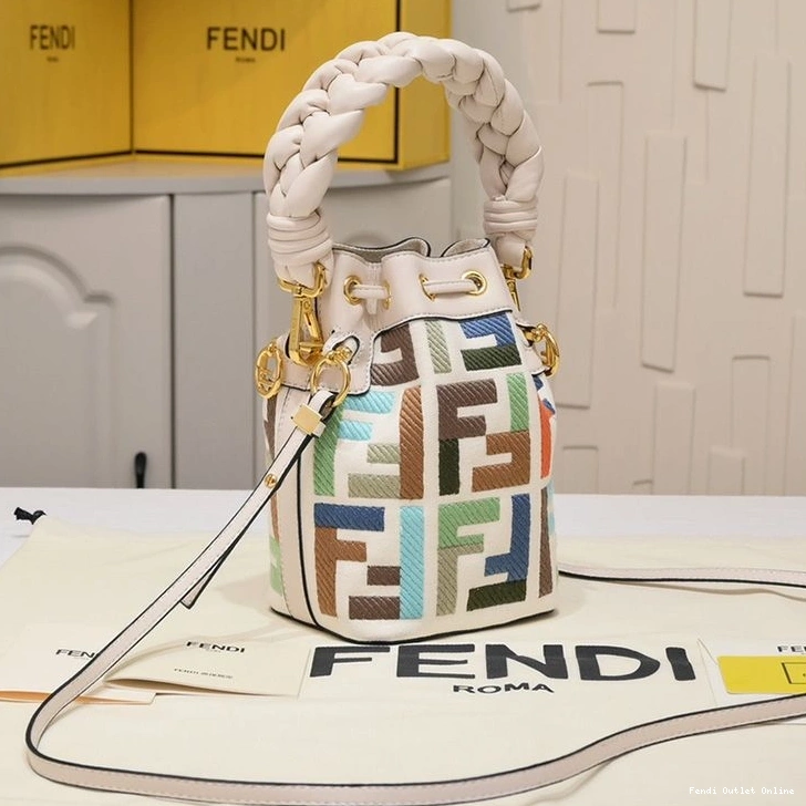 Affordable Fendi Canvas Beige In Bag Bucket Mini Handle FF Woven with Tresor Mon Motif 0809